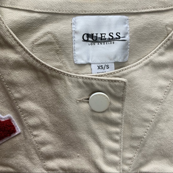 GUESS Ecru Patch Denim Cotton Jacket size XS/S - Picture 4 of 8